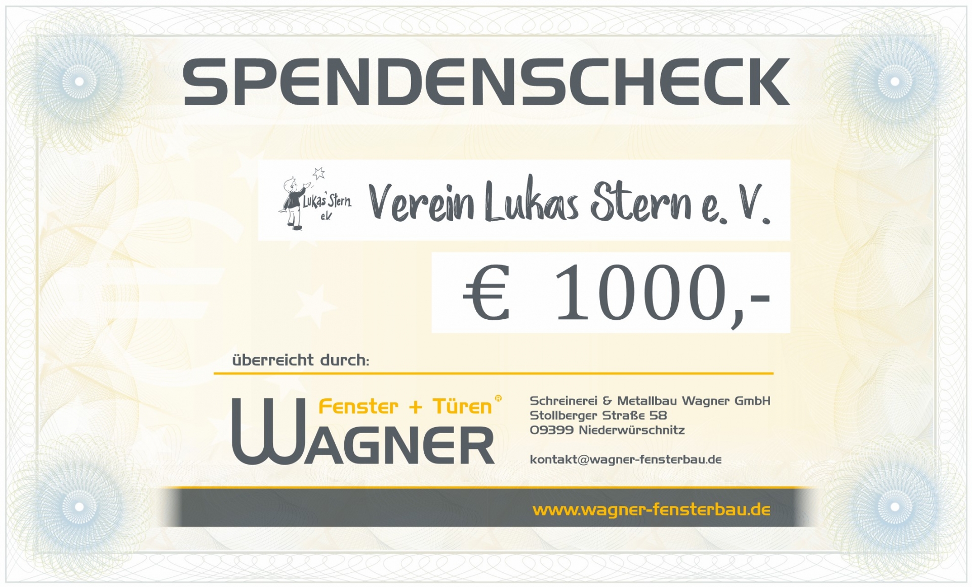 1000 € für den Verein Lukas Stern e.V.